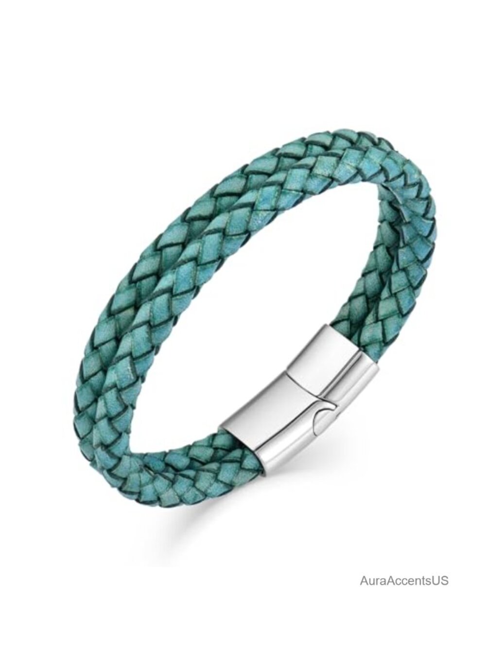 Men's Multi-Layer Leather Cuff Bracelet with Stainless Steel Clasp